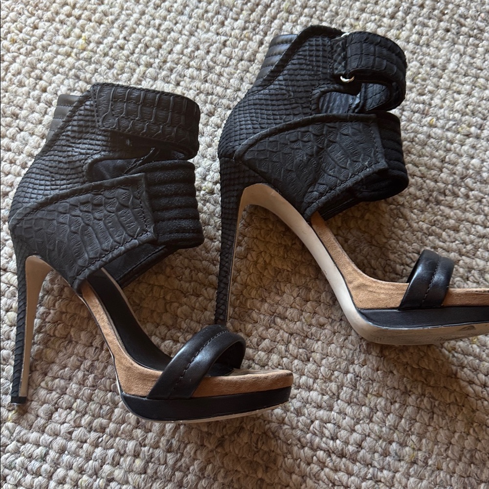 MLE Black Textured Heels